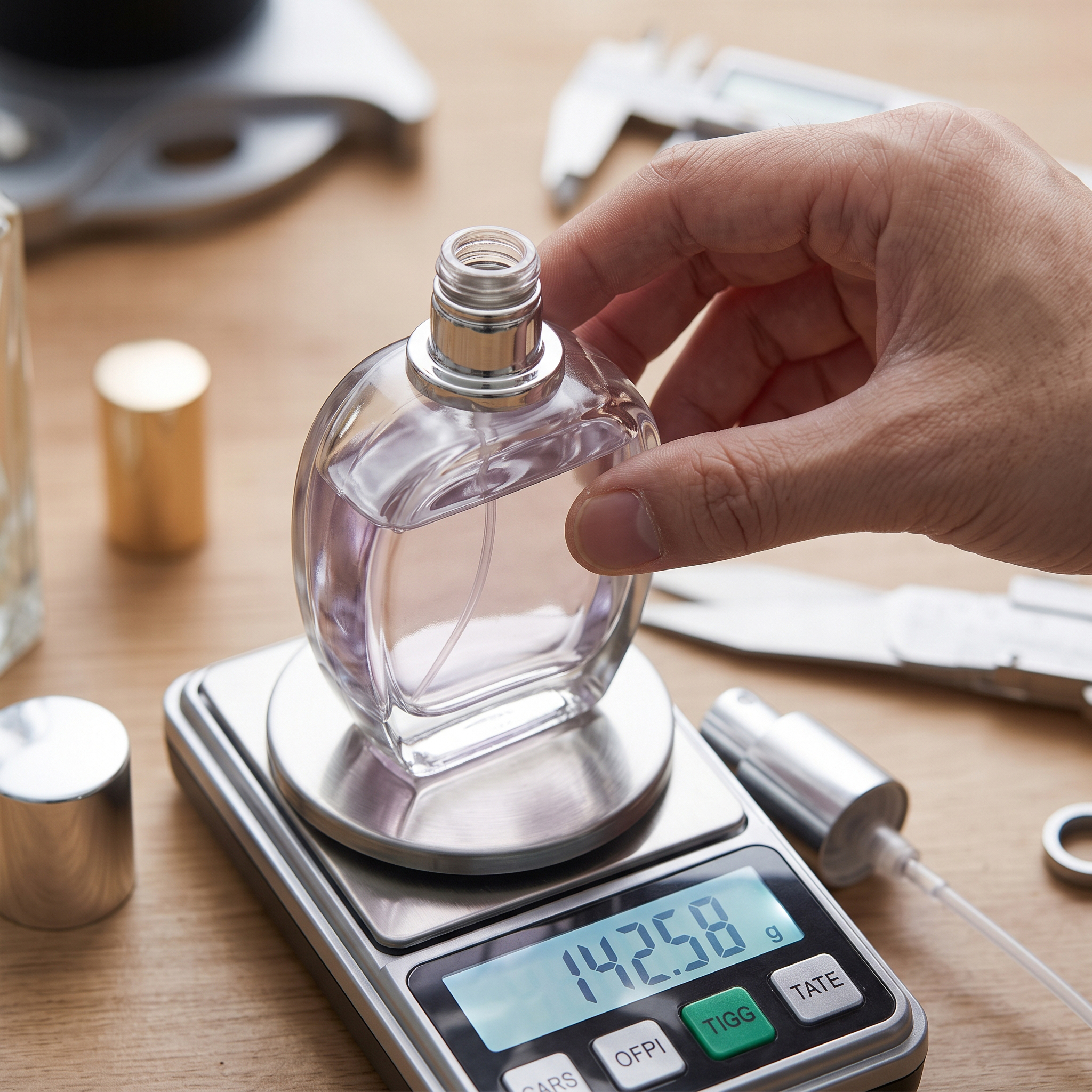 Glass perfume bottle weight inspection