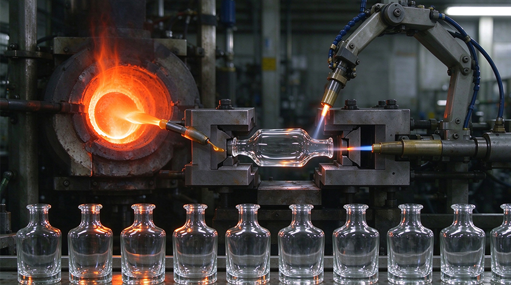 Automated glass bottle molding